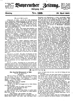 Bayreuther Zeitung Sonntag 19. April 1857