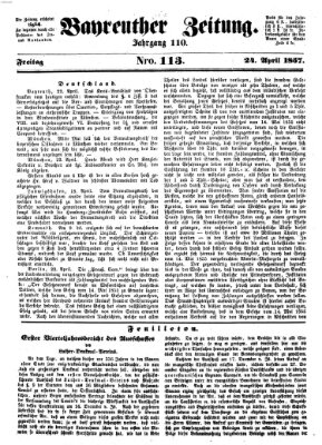 Bayreuther Zeitung Freitag 24. April 1857