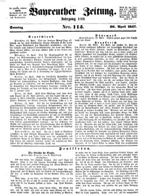 Bayreuther Zeitung Sonntag 26. April 1857