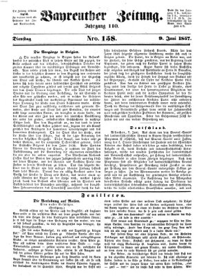 Bayreuther Zeitung Dienstag 9. Juni 1857