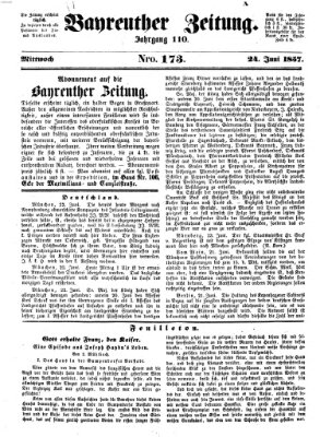 Bayreuther Zeitung Mittwoch 24. Juni 1857