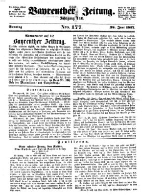 Bayreuther Zeitung Sonntag 28. Juni 1857