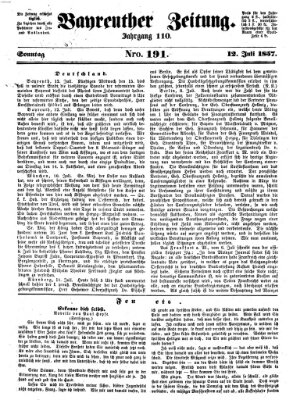 Bayreuther Zeitung Sonntag 12. Juli 1857