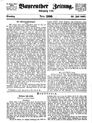 Bayreuther Zeitung Dienstag 21. Juli 1857