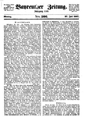 Bayreuther Zeitung Montag 27. Juli 1857