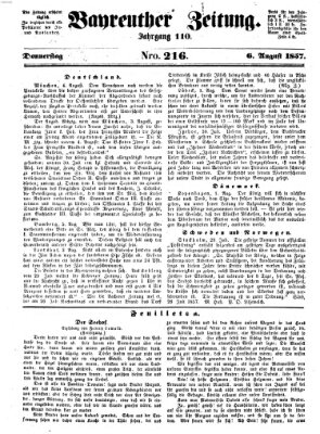 Bayreuther Zeitung Donnerstag 6. August 1857