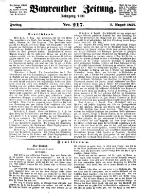 Bayreuther Zeitung Freitag 7. August 1857