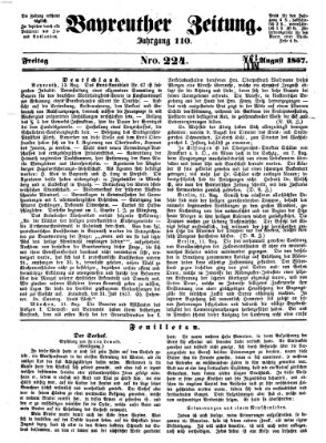 Bayreuther Zeitung Freitag 14. August 1857