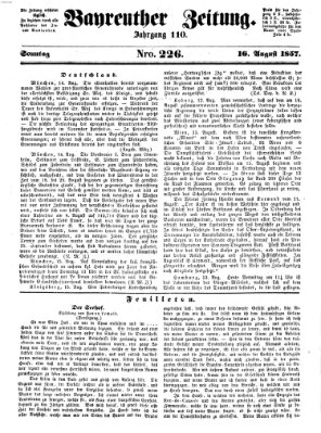 Bayreuther Zeitung Sonntag 16. August 1857