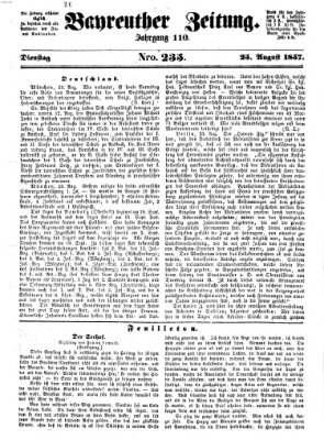 Bayreuther Zeitung Dienstag 25. August 1857