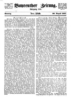 Bayreuther Zeitung Sonntag 30. August 1857