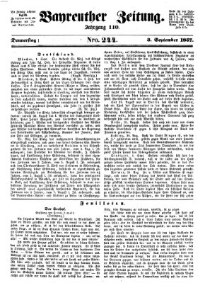 Bayreuther Zeitung Montag 3. August 1857