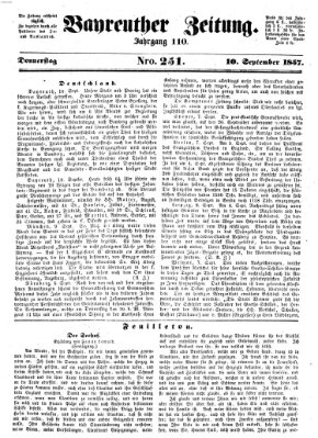 Bayreuther Zeitung Montag 10. August 1857