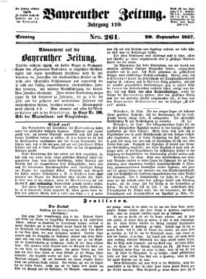 Bayreuther Zeitung Donnerstag 20. August 1857