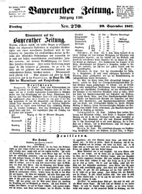 Bayreuther Zeitung Samstag 29. August 1857