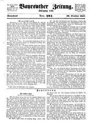 Bayreuther Zeitung Samstag 10. Oktober 1857