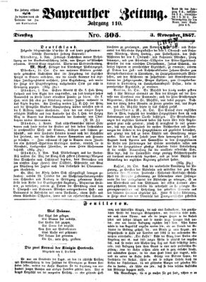 Bayreuther Zeitung Dienstag 3. November 1857