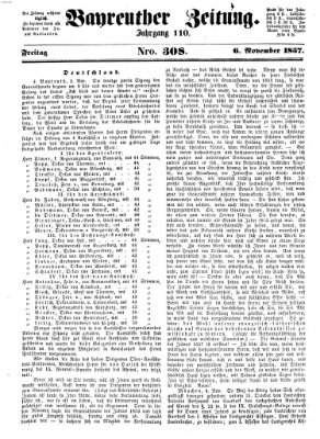 Bayreuther Zeitung Freitag 6. November 1857