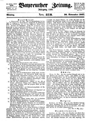 Bayreuther Zeitung Montag 16. November 1857