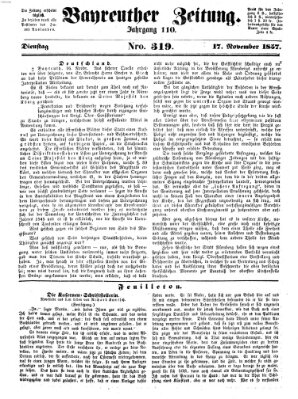 Bayreuther Zeitung Dienstag 17. November 1857