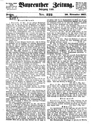 Bayreuther Zeitung Freitag 20. November 1857