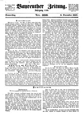 Bayreuther Zeitung Donnerstag 3. Dezember 1857