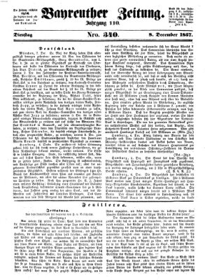 Bayreuther Zeitung Dienstag 8. Dezember 1857