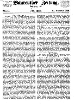 Bayreuther Zeitung Montag 21. Dezember 1857