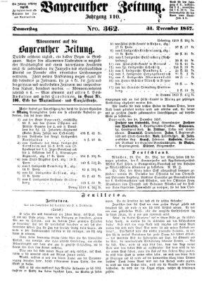 Bayreuther Zeitung Donnerstag 31. Dezember 1857