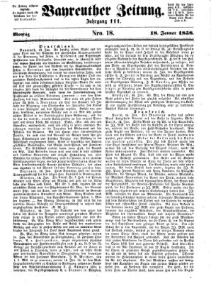 Bayreuther Zeitung Montag 18. Januar 1858