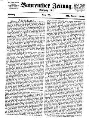 Bayreuther Zeitung Montag 25. Januar 1858