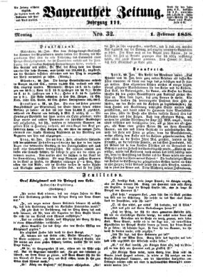 Bayreuther Zeitung Montag 1. Februar 1858