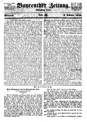 Bayreuther Zeitung Mittwoch 3. Februar 1858