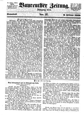 Bayreuther Zeitung Samstag 6. Februar 1858