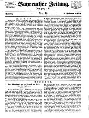 Bayreuther Zeitung Sonntag 7. Februar 1858