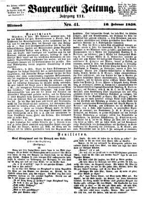 Bayreuther Zeitung Mittwoch 10. Februar 1858