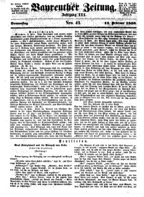 Bayreuther Zeitung Donnerstag 11. Februar 1858