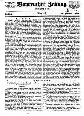 Bayreuther Zeitung Freitag 12. Februar 1858