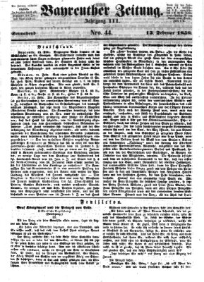 Bayreuther Zeitung Samstag 13. Februar 1858