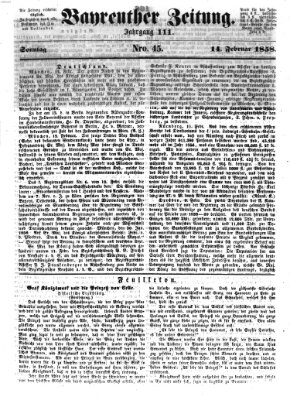 Bayreuther Zeitung Sonntag 14. Februar 1858