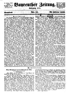 Bayreuther Zeitung Samstag 20. Februar 1858