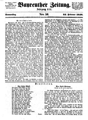 Bayreuther Zeitung Donnerstag 25. Februar 1858