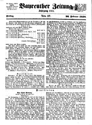 Bayreuther Zeitung Freitag 26. Februar 1858