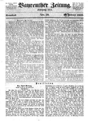 Bayreuther Zeitung Samstag 27. Februar 1858