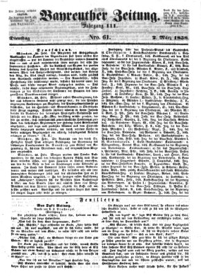 Bayreuther Zeitung Dienstag 2. März 1858