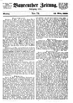 Bayreuther Zeitung Montag 15. März 1858