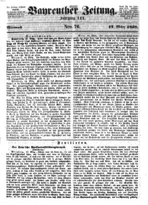 Bayreuther Zeitung Mittwoch 17. März 1858