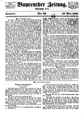 Bayreuther Zeitung Samstag 27. März 1858