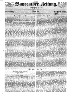 Bayreuther Zeitung Donnerstag 1. April 1858