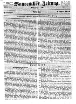 Bayreuther Zeitung Samstag 3. April 1858